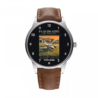 Thumbnail for Piper PA-23-250 Aztec - Poster + Name - Leather Strap - Brown Leather Strap