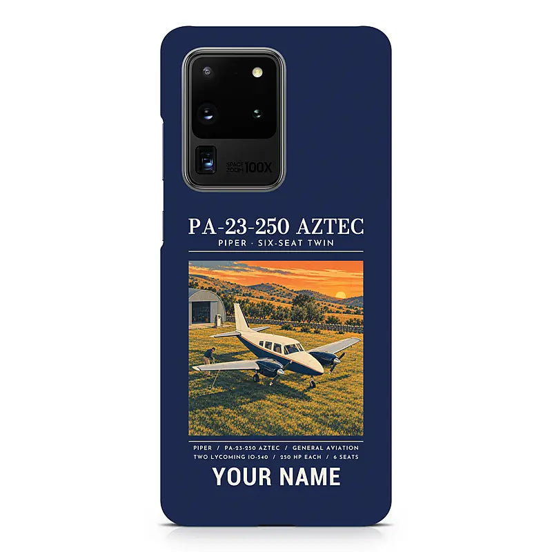 Piper PA-23-250 Aztec - Poster + Name - Samsung Case - Navy Blue
