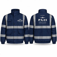 Thumbnail for Piper PA-23-250 Aztec Reflective Winter Jackets - Heritage - Navy Blue
