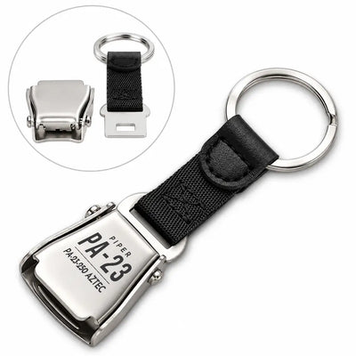 Piper PA-23-250 Aztec - Seat Belt Key Chain - Tag - Black