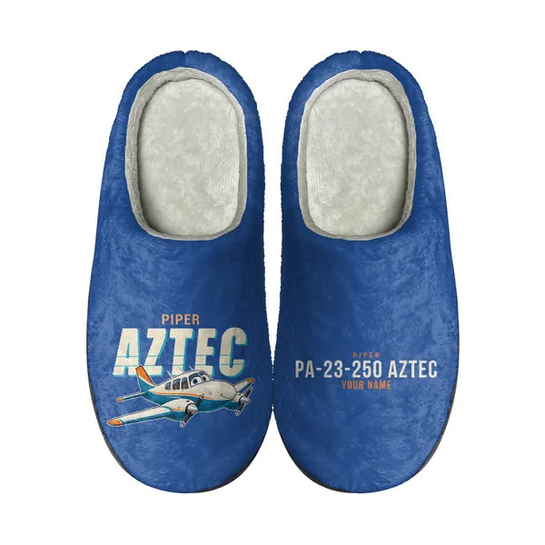 Piper PA-23-250 Aztec - Slippers - Cotton - Cartoon + Name - Blue