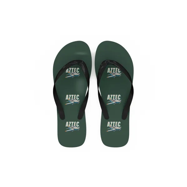 Piper PA-23-250 Aztec - Slippers - Flip Flops - Cartoon Pattern - Dark Green