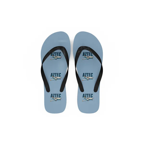 Piper PA-23-250 Aztec - Slippers - Flip Flops - Cartoon Pattern - Light Blue