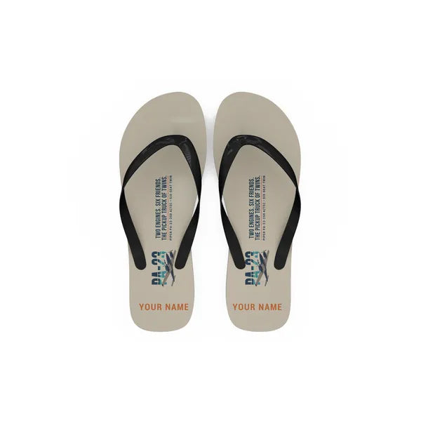 Piper PA-23-250 Aztec - Slippers - Flip Flops - Original + Name - Beige