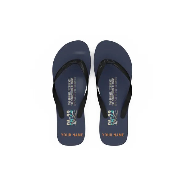 Piper PA-23-250 Aztec - Slippers - Flip Flops - Original + Name - Navy Blue