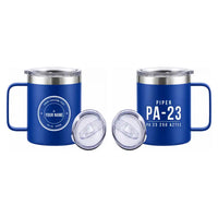 Thumbnail for Piper PA-23-250 Aztec - Stainless Steel Mug - Tag + Name - Blue
