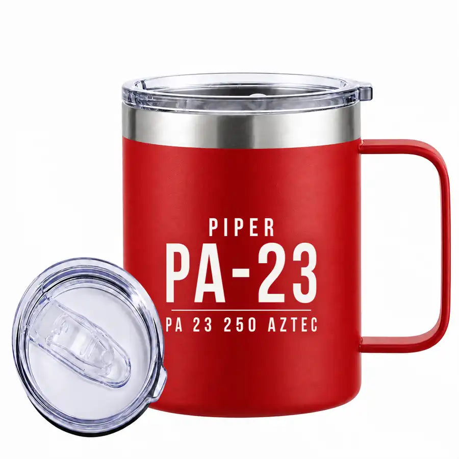 Piper PA-23-250 Aztec - Stainless Steel Mug - Tag - Red