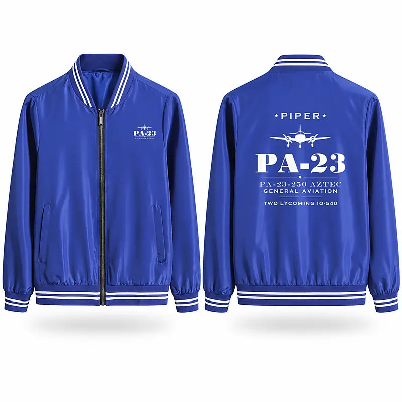 Piper PA-23-250 Aztec Stylish Jackets - Baseball Collar - Heritage - Royal Blue