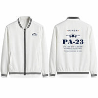 Thumbnail for Piper PA-23-250 Aztec Stylish Jackets - Baseball Collar - Heritage - White