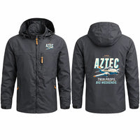 Thumbnail for Piper PA-23-250 Aztec Stylish Jackets - Hooded Windbreaker - Cartoon - Charcoal