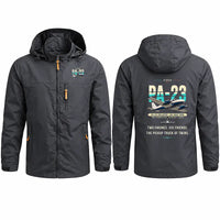 Thumbnail for Piper PA-23-250 Aztec Stylish Jackets - Hooded Windbreaker - Original - Charcoal
