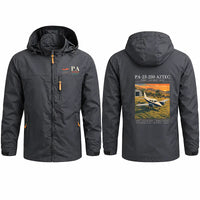 Thumbnail for Piper PA-23-250 Aztec Stylish Jackets - Hooded Windbreaker - Poster - Charcoal