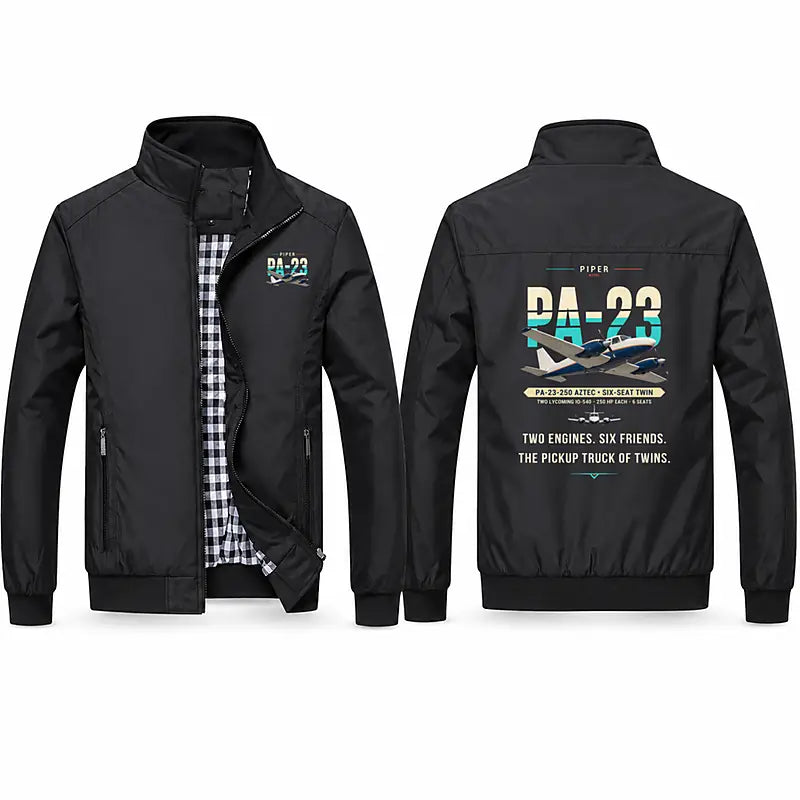 Piper PA-23-250 Aztec Stylish Jackets - Stand Collar - Original - Black