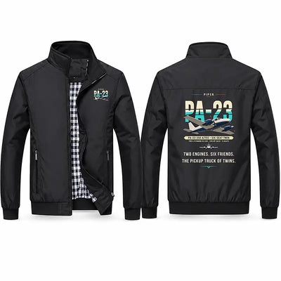 Piper PA-23-250 Aztec Stylish Jackets - Stand Collar - Original - Black