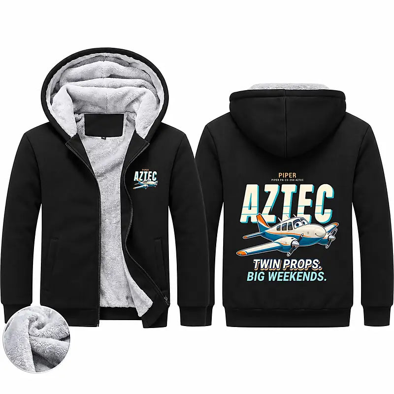 Piper PA-23-250 Aztec Zipped Sweatshirts - Cartoon - Black