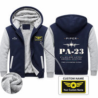 Thumbnail for Piper PA-23-250 Aztec Zipped Sweatshirts - Heritage + Name - Navy & Gray