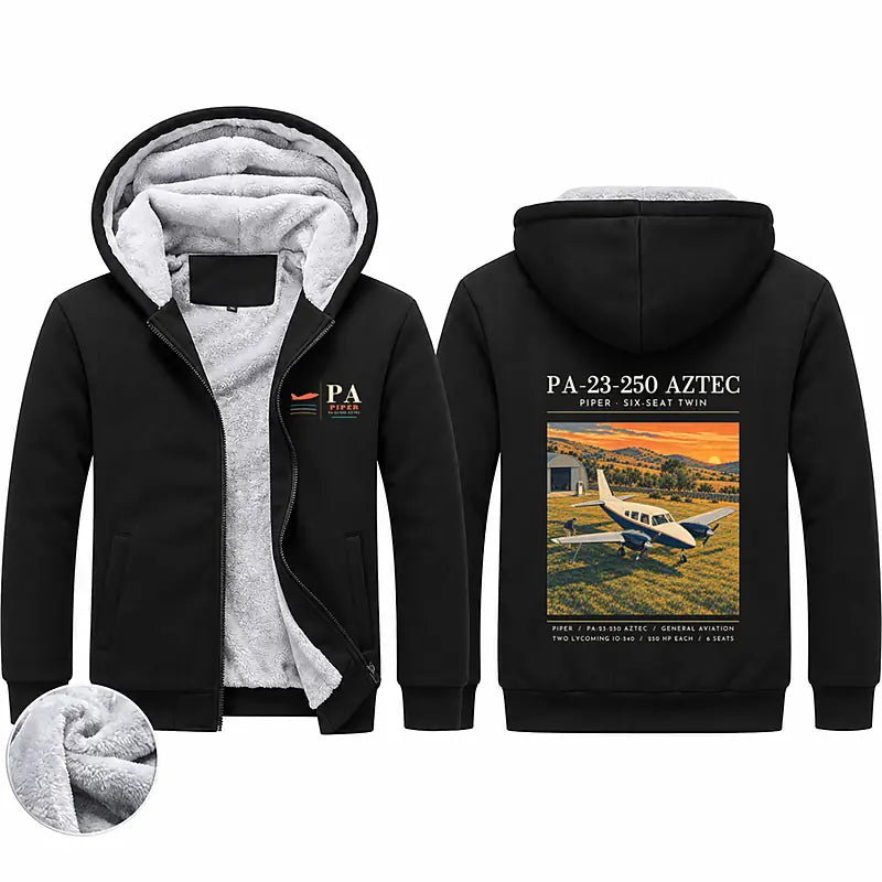 Piper PA-23-250 Aztec Zipped Sweatshirts - Poster - Black