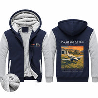 Thumbnail for Piper PA-23-250 Aztec Zipped Sweatshirts - Poster - Navy & Gray