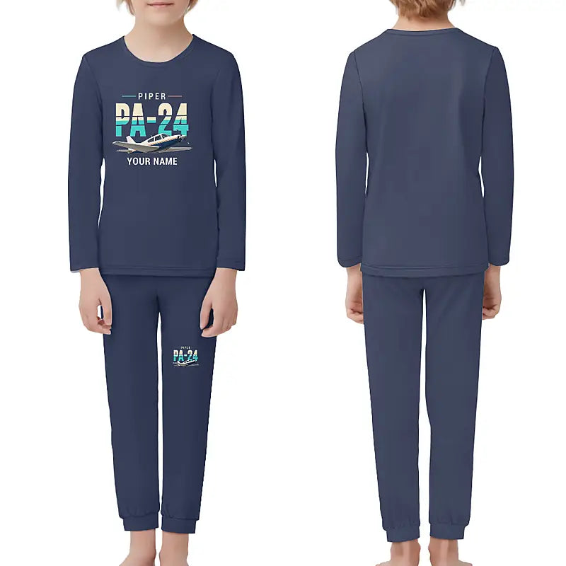 Piper PA-24-250 Comanche 250 - Children Pajamas - Original Chest + Name - Navy Blue