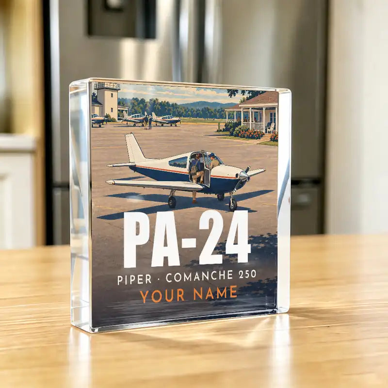 Piper PA-24-250 Comanche 250 - Crystal Ornament - 3D + Name - Kitchen