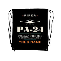 Thumbnail for Piper PA-24-250 Comanche 250 - Drawstring Bag - Heritage + Name - Black