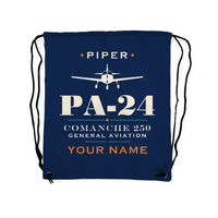 Thumbnail for Piper PA-24-250 Comanche 250 - Drawstring Bag - Heritage + Name - Dark Blue