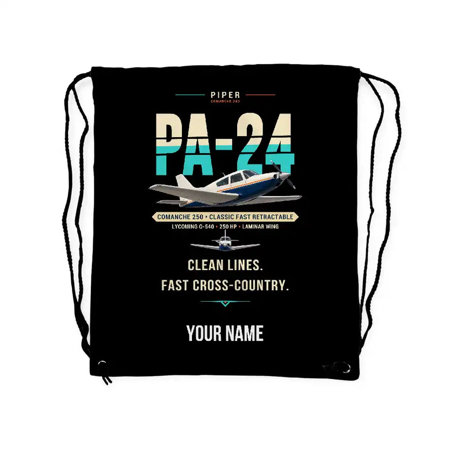 Piper PA-24-250 Comanche 250 - Drawstring Bag - Original + Name - Black
