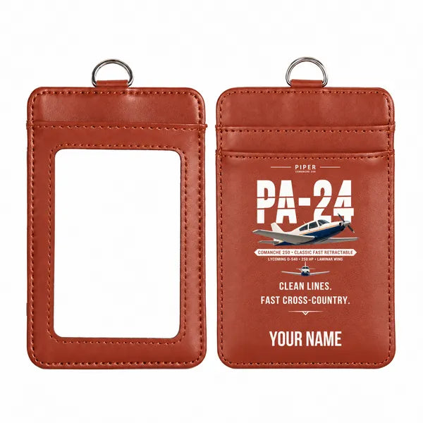 Piper PA-24-250 Comanche 250 - Original - ID Card Holder - Light Brown + Name
