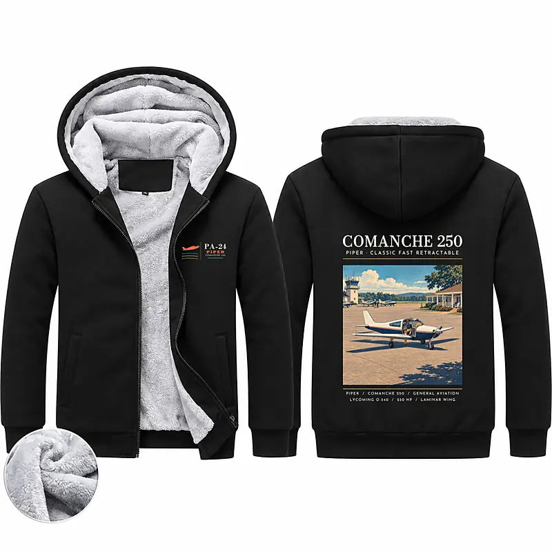 Piper PA-24-250 Comanche 250 Zipped Sweatshirts - Poster - Black