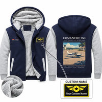 Thumbnail for Piper PA-24-250 Comanche 250 Zipped Sweatshirts - Poster + Name - Navy & Gray