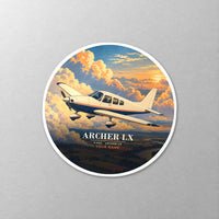 Thumbnail for Piper PA-28-181 Archer LX - 3D + Name - Circle Sticker - Close-up