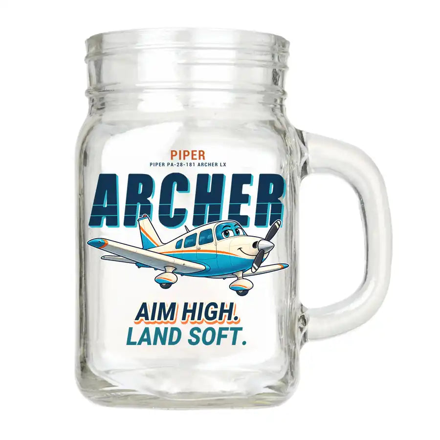 Piper PA-28-181 Archer LX - Cartoon - Cocktail Glass (Mason Jar)
