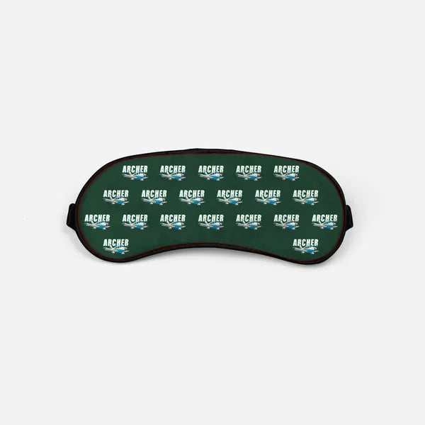 Piper PA-28-181 Archer LX - Cartoon Pattern - Sleep Mask - Dark Green