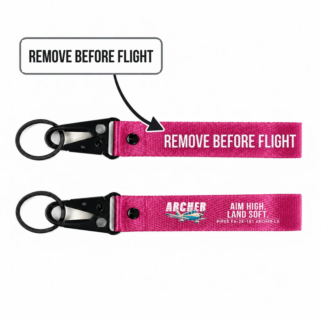 Piper PA-28-181 Archer LX Hawk-Shaped Key Chains - Pink - Cartoon - Remove Before Flight