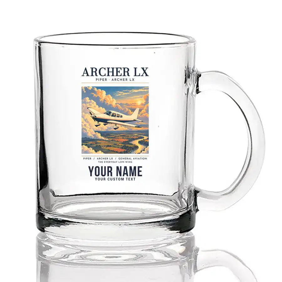 Piper PA-28-181 Archer LX - Poster + Name - Coffee & Tea Glass
