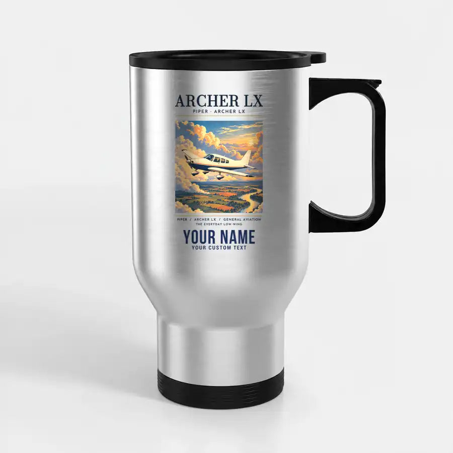 Piper PA-28-181 Archer LX - Poster + Name - Stainless Steel with Holder - Silver