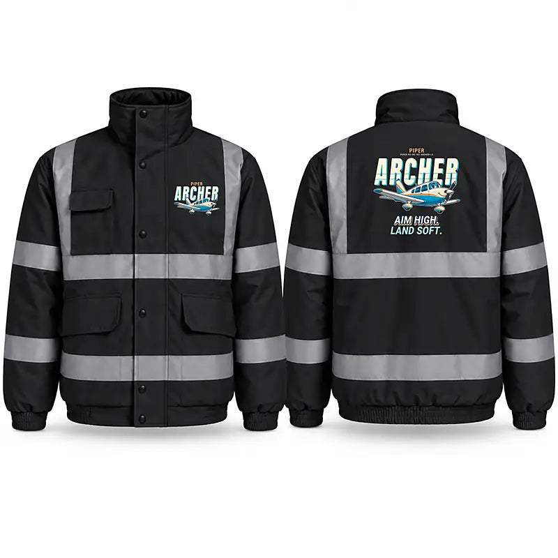 Piper PA-28-181 Archer LX Reflective Winter Jackets - Cartoon - Black