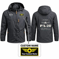 Thumbnail for Piper PA-28-181 Archer LX Stylish Jackets - Hooded Windbreaker - Heritage + Name - Charcoal