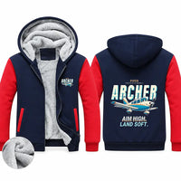 Thumbnail for Piper PA-28-181 Archer LX Zipped Sweatshirts - Cartoon - Navy & Red