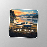 Thumbnail for Piper PA-28 Cherokee - 3D + Name - Square Sticker - Close-up