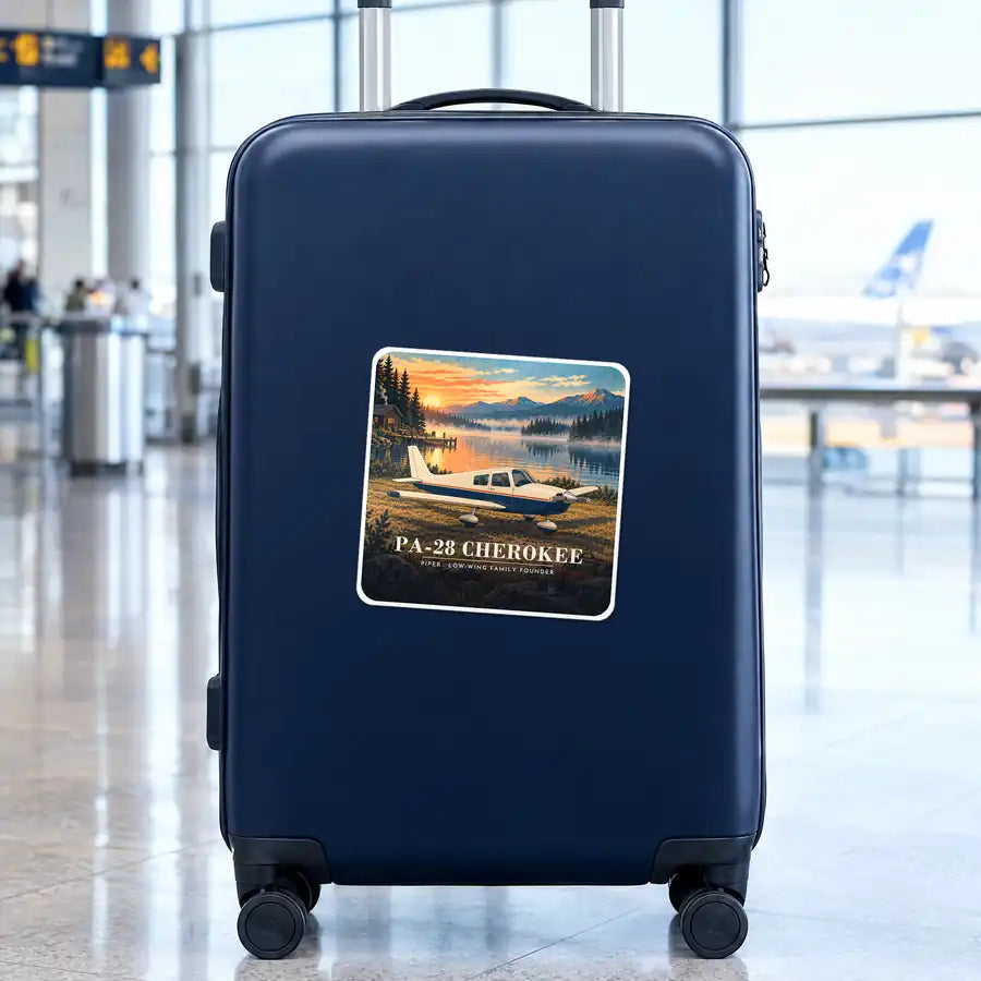 Piper PA-28 Cherokee - 3D - Square Sticker - Suitcase