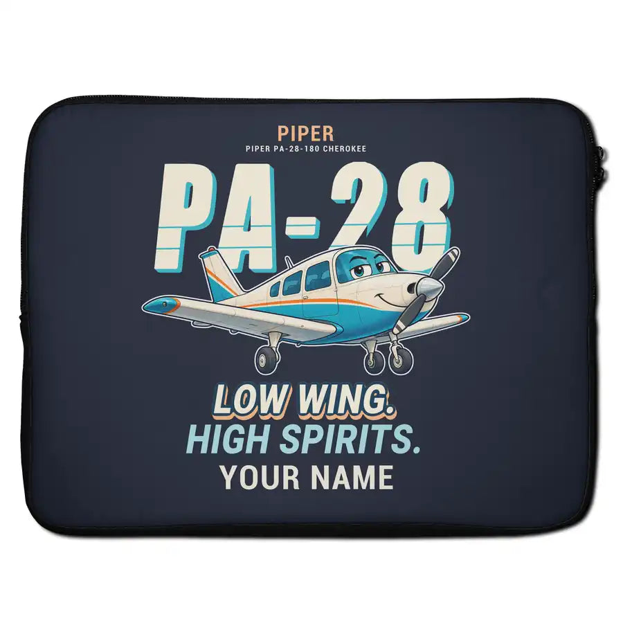 Piper PA-28 Cherokee - Cartoon + Name - Laptop Sleeve