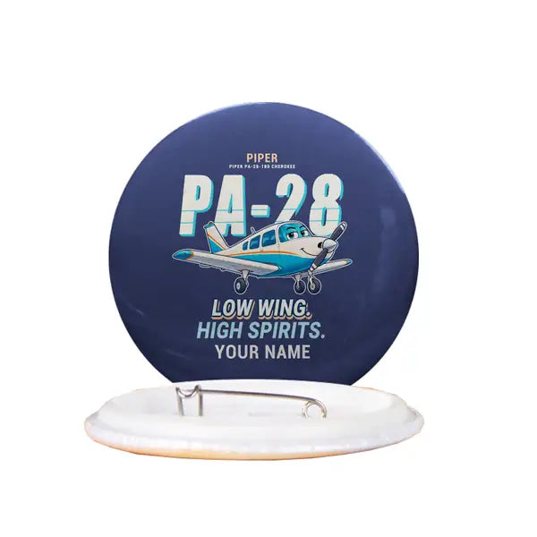 Piper PA-28 Cherokee - Cartoon + Name - Pin - Navy Blue