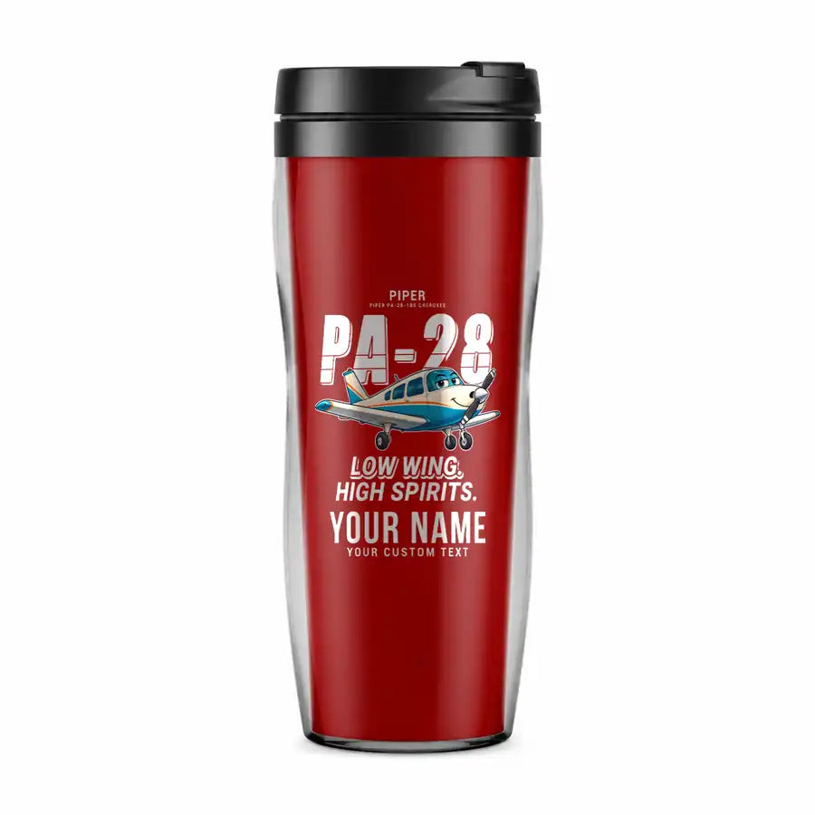 Piper PA-28 Cherokee - Cartoon + Name - Plastic (No Holder) - Red