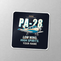 Thumbnail for Piper PA-28 Cherokee - Cartoon + Name - Square Sticker - Close-up