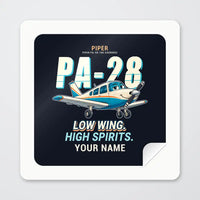 Thumbnail for Piper PA-28 Cherokee - Cartoon + Name - Square Sticker - Peel