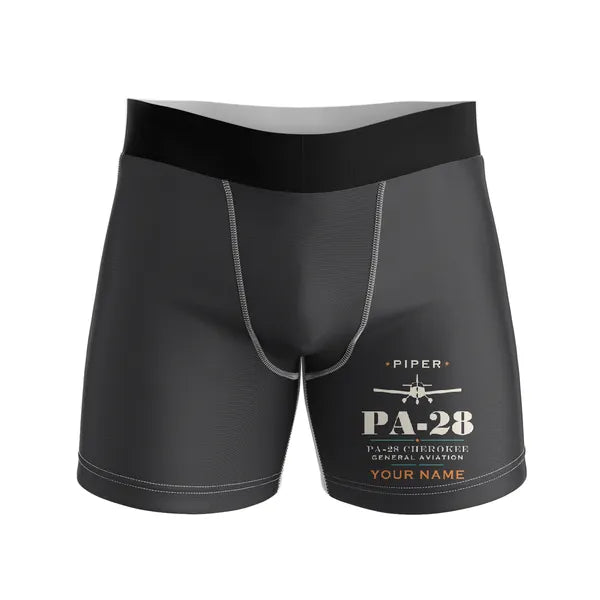 Piper PA-28 Cherokee - Men Boxers - Heritage + Name - Black
