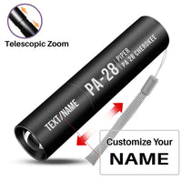 Thumbnail for Piper PA-28 Cherokee - Mini LED Flashlight - Tag - Black + Name