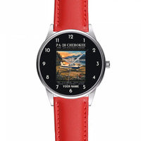 Thumbnail for Piper PA-28 Cherokee - Poster + Name - Leather Strap - Red Leather Strap