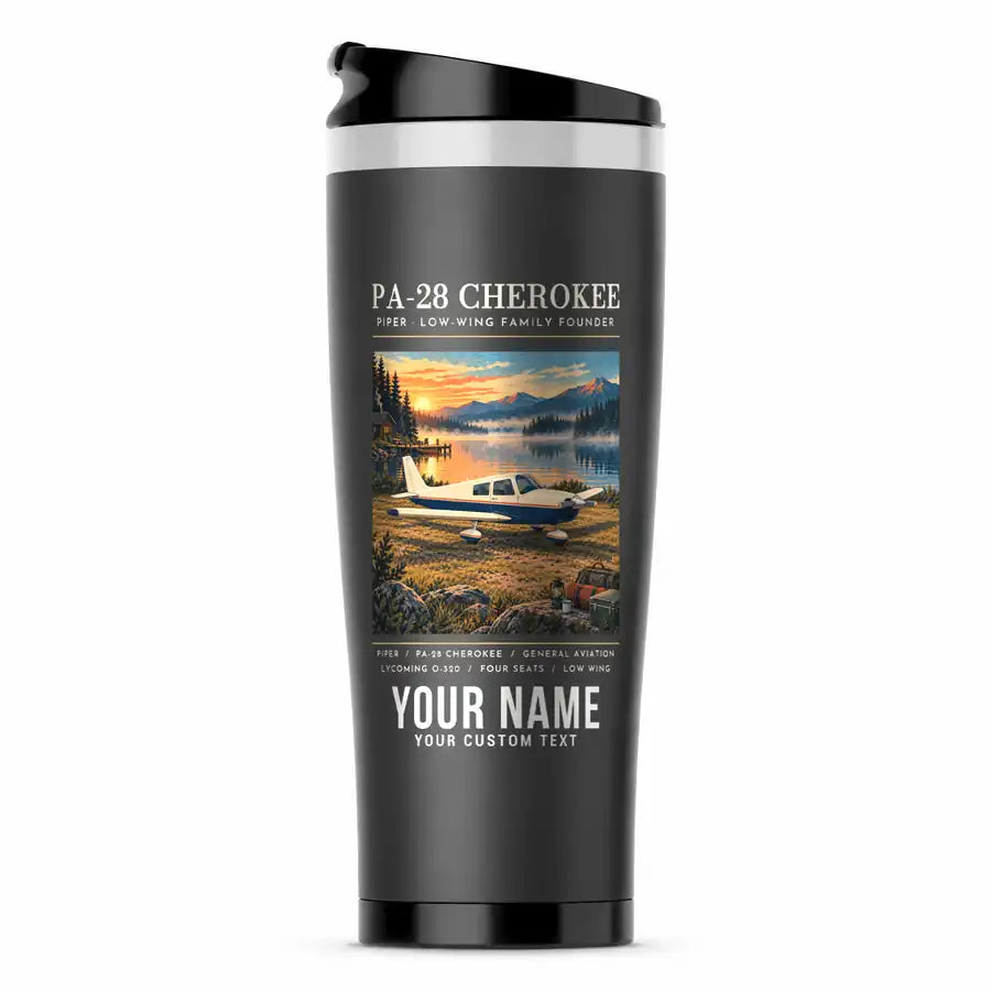 Piper PA-28 Cherokee - Poster + Name - Stainless Steel (No Holder) - Gray
